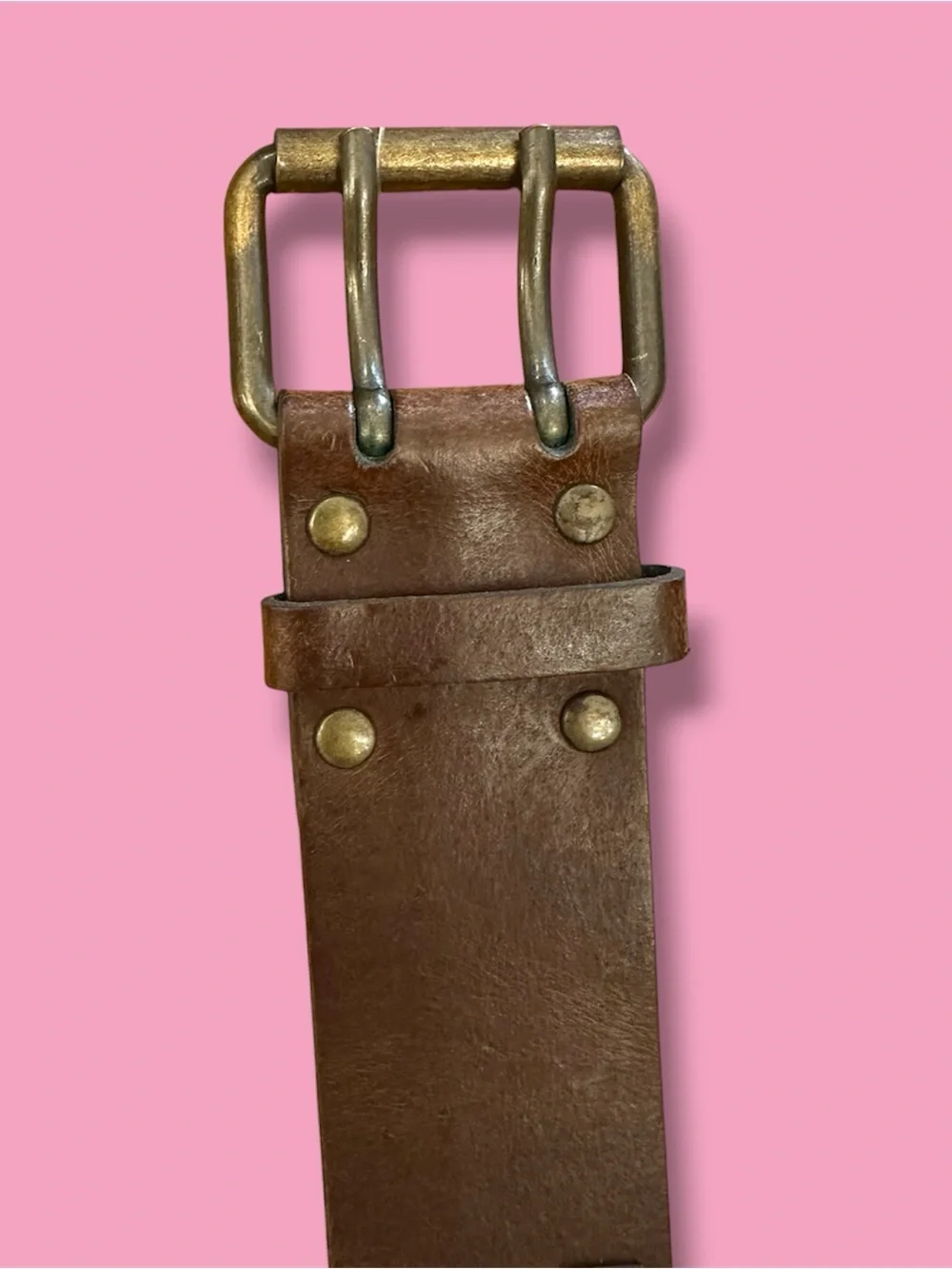 Brown Leather Belt H&M with Brass Buckle